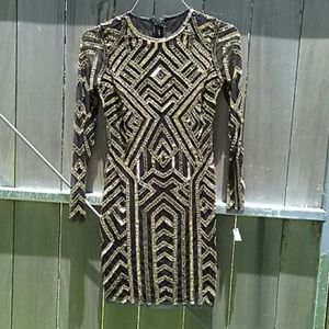 Nwt beaded sequin geometric dress